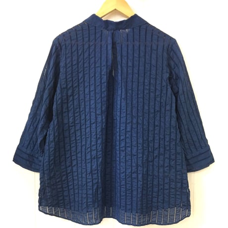 point de Japon / Striped Embroidery Pullover / Blue