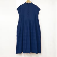 point de Japon / Pintuck Gathered Sleeveless Dress / Blue