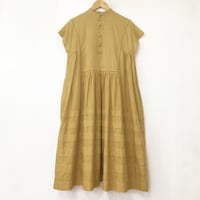 point de Japon / Pintuck Gathered Sleeveless Dress / Light Brown