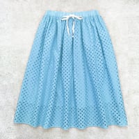 point de Japon / Embroidered Cotton Skirt / Light Blue