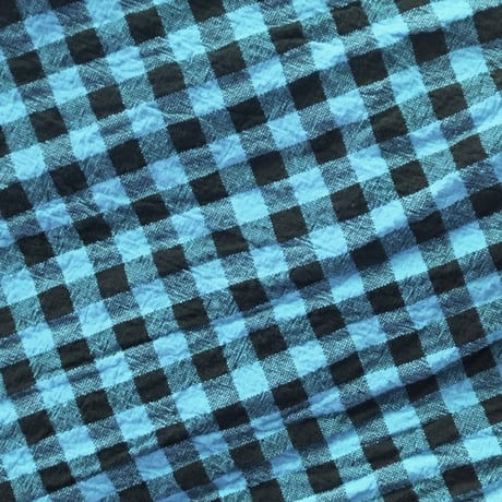 point de Japon / Cotton Linen Shawl / Black × Light Blue