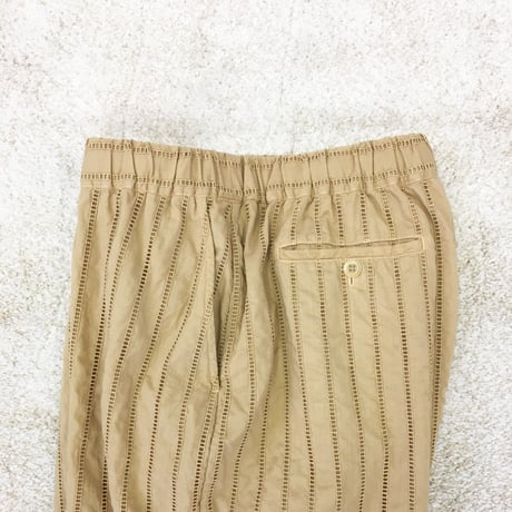 point de Japon / Striped Embroidery Pants / Light Brown