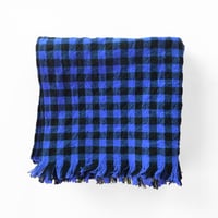 point de Japon / Cotton Linen Shawl / Black × Blue