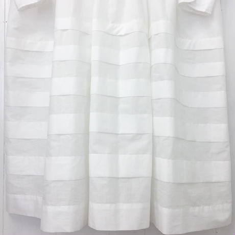 point de Japon / Pintuck Gathered Shirt Dress / Off White