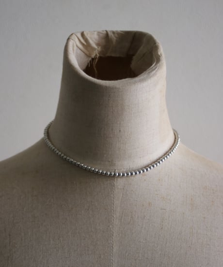 4mm silver beads short necklace(MA-N-24)