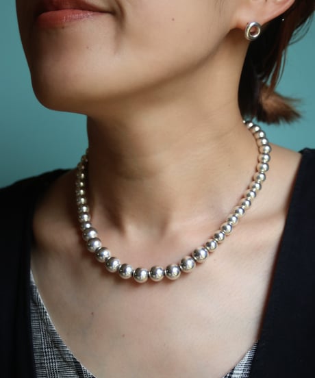 8×10mm silver beads short necklace(MA-N-16)