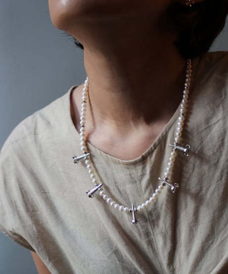 Flower corn×Pearl necklace B(MA-N-52)