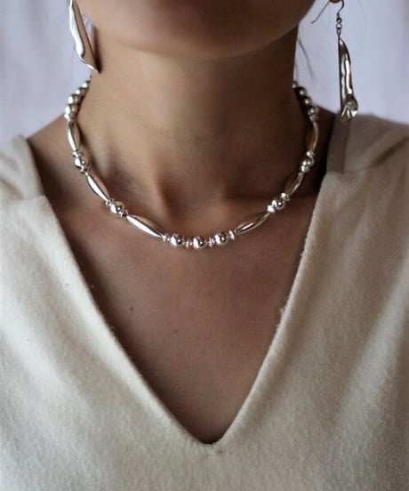 8mm  silver beads mix necklace(MA-N-17)