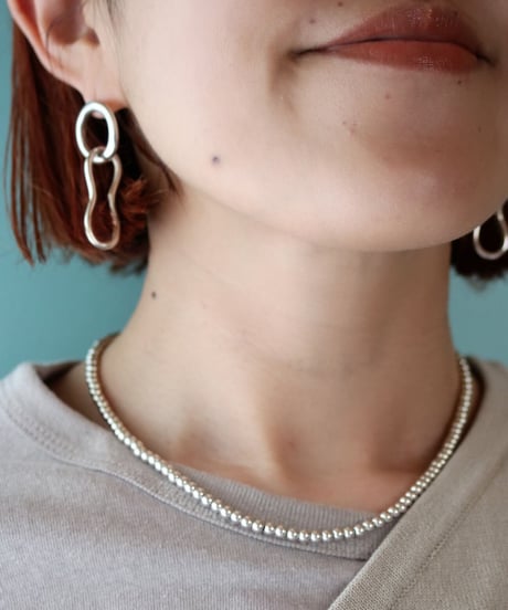 4mm silver beads 43cm necklace(MA-N-20)