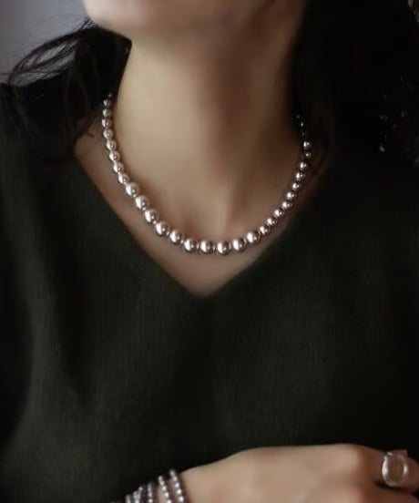 8×10mm silver beads short necklace(MA-N-16)
