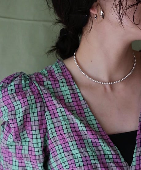 4mm silver beads short necklace(MA-N-24)