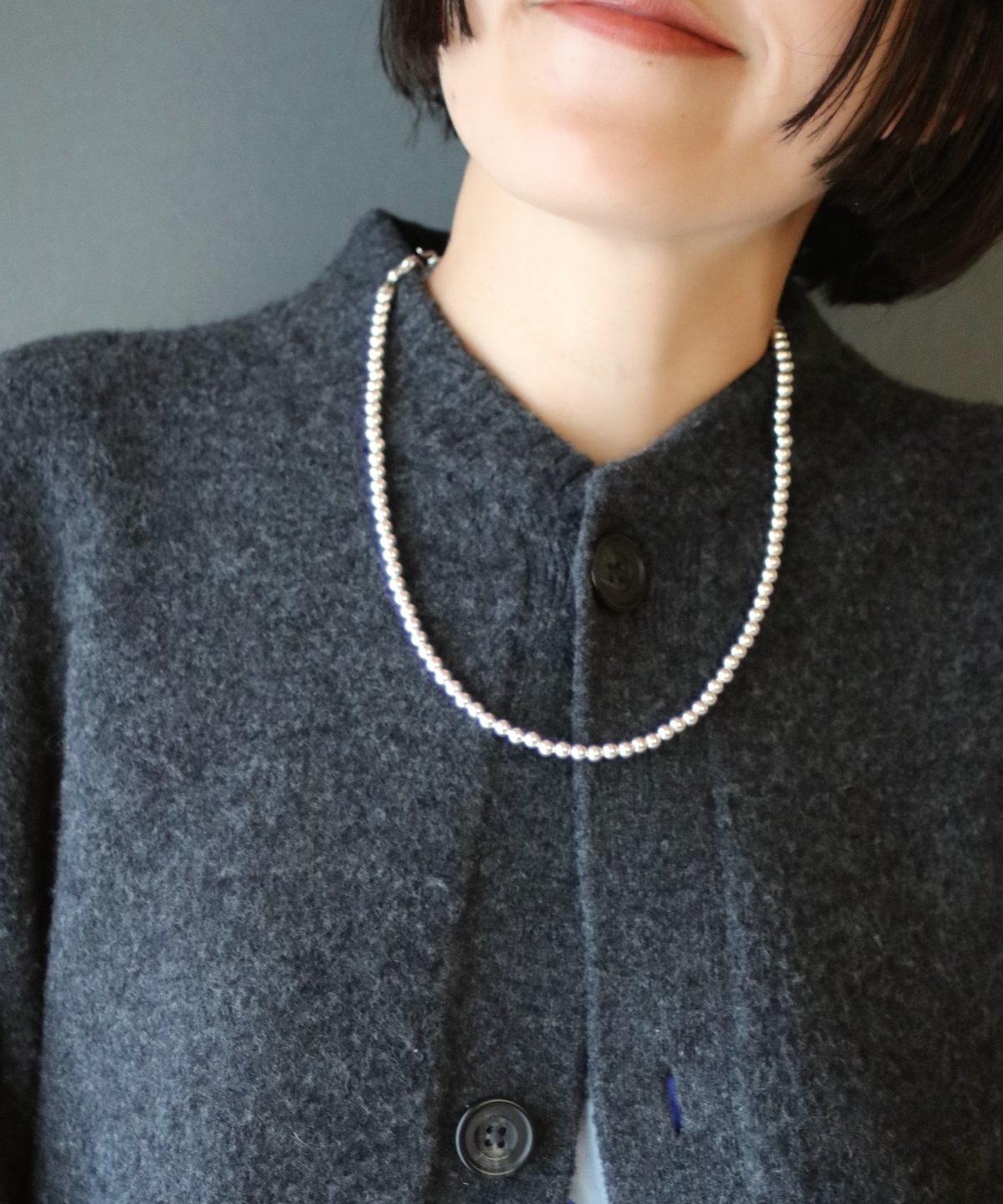 5mm silver beads 53cm necklace(MA-N-43) | MAUA