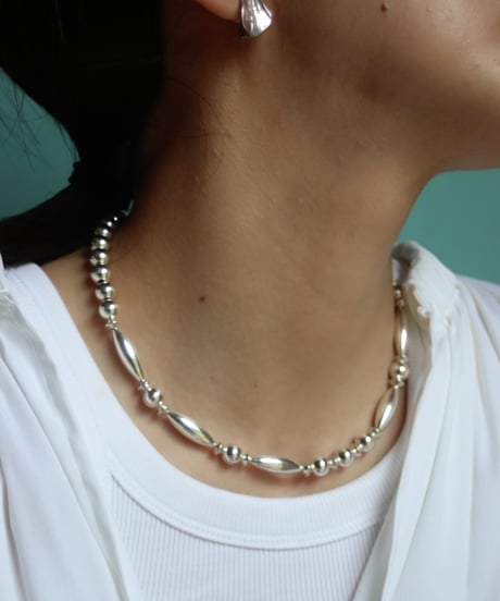 8mm  silver beads mix necklace(MA-N-17)
