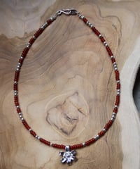 Flower×Red agate short necklace(MA-N-45)