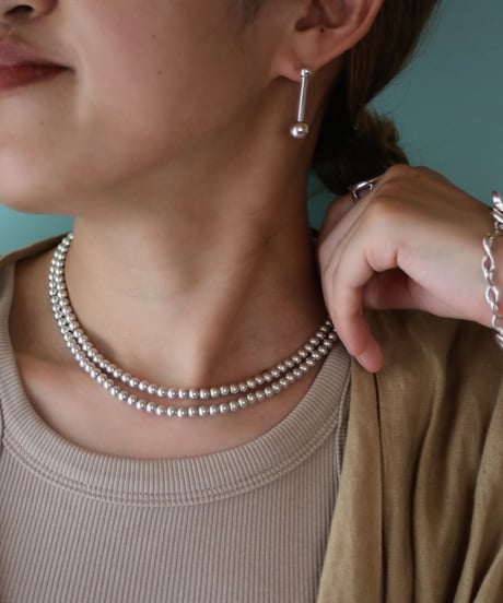 5㎜ silver beads middle necklace (MA-N-03)