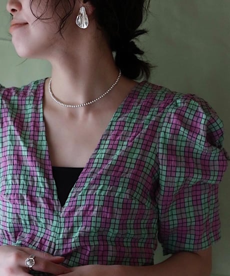4mm silver beads short necklace(MA-N-24)