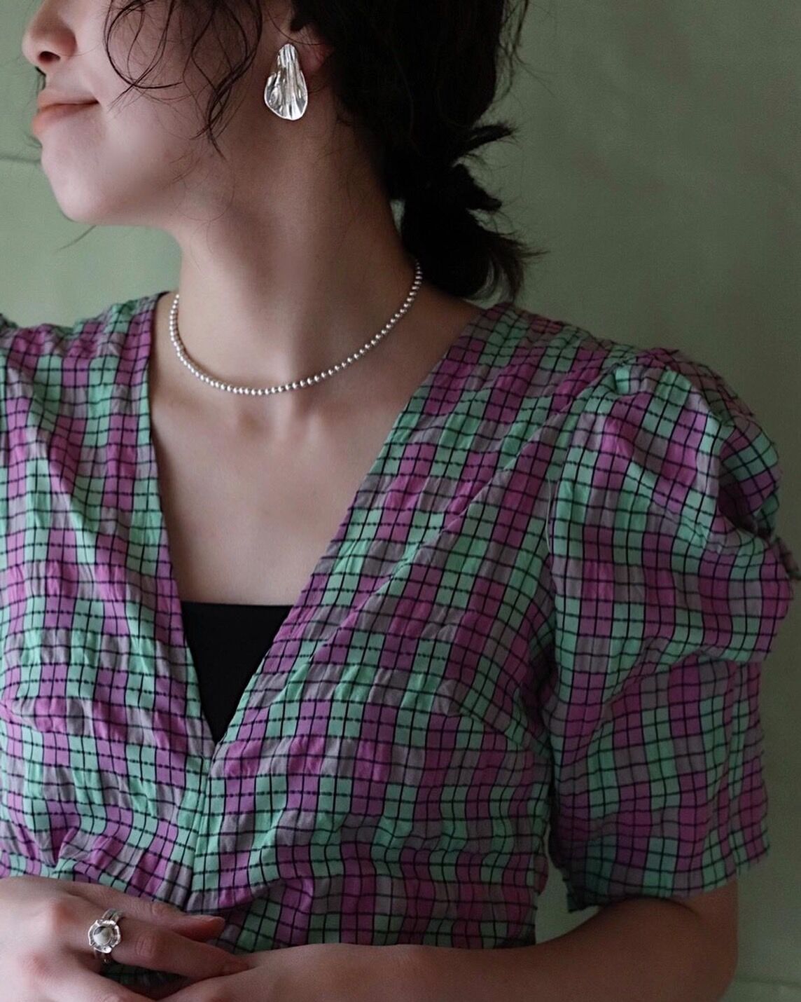 売り切れ必至! short beads silver 4mm necklace(MA-N-24) MAUA | その他