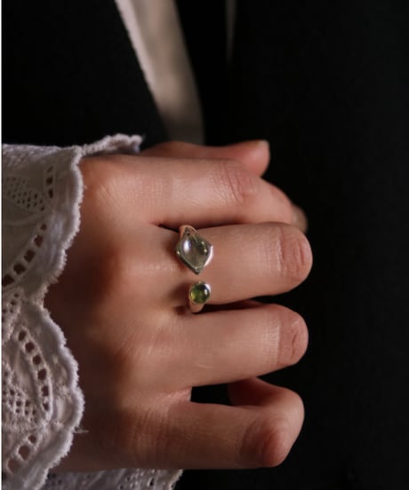 Lace leaf ring(MA-R-19) Yellow green