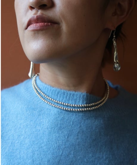 4mm silver beads long necklace(MA-N-25)
