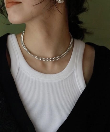 4mm silver beads long necklace(MA-N-25)