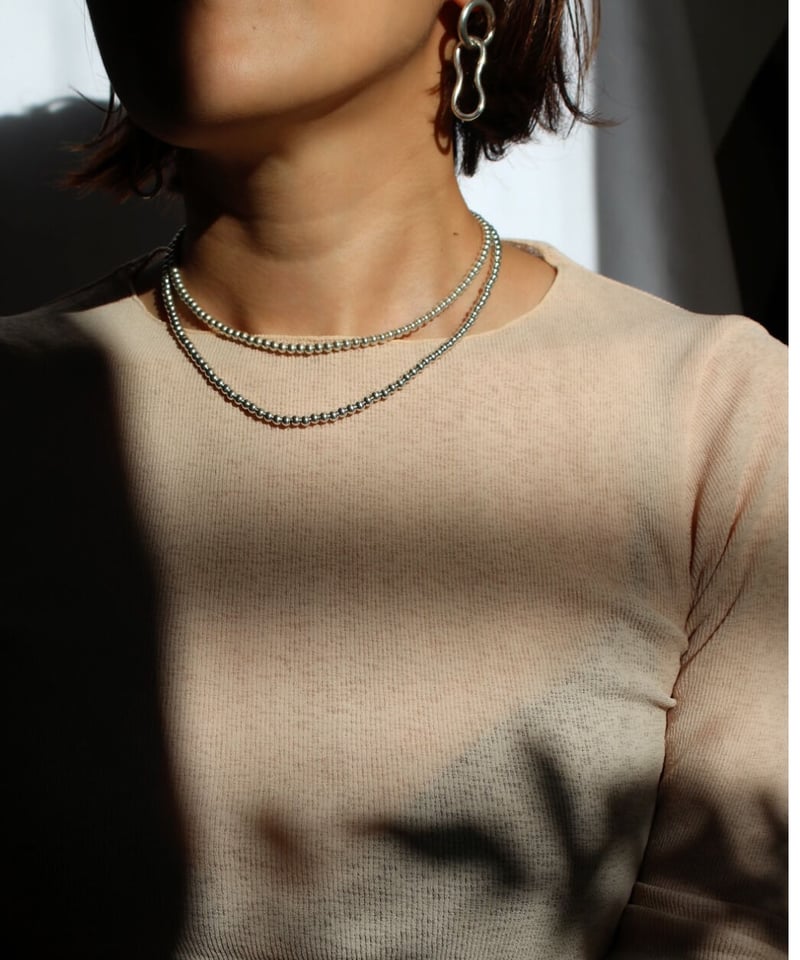 4mm silver beads 43cm necklace(MA-N-20) | MAUA 