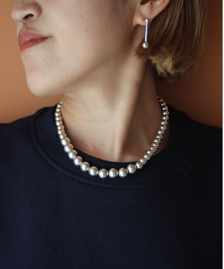 8×10mm silver beads short necklace(MA-N-16)