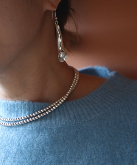4mm silver beads long necklace(MA-N-25)
