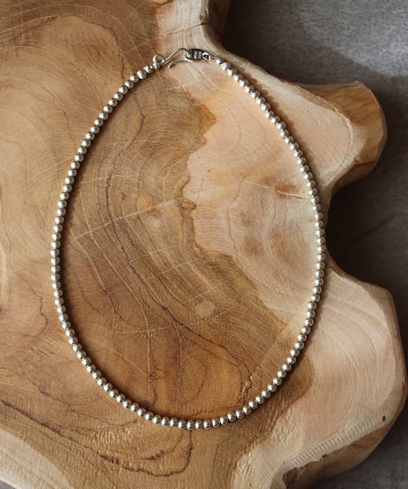 4mm silver beads 43cm necklace(MA-N-20)