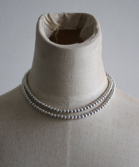 5㎜ silver beads middle necklace (MA-N-03)