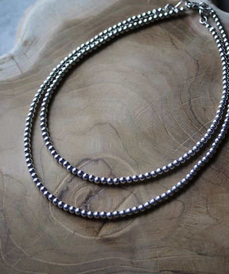 5mm silver beads 43cm necklace(MA-N-21)