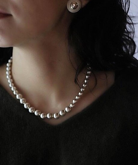 8×10mm silver beads short necklace(MA-N-16)