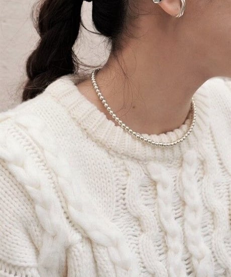 5㎜ silver beads short necklace (MA-N-02)