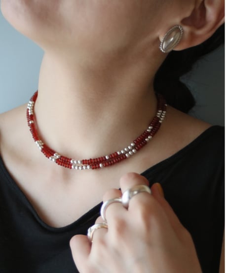Red agate long necklace(MA-N-47)