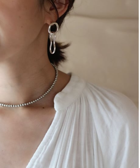 4mm silver beads short necklace(MA-N-24)