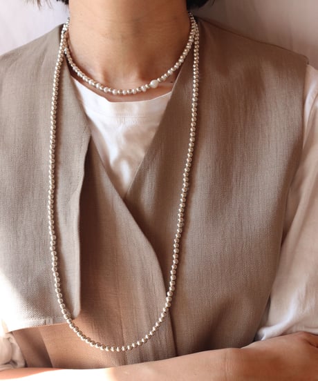 5㎜ silver beads middle necklace (MA-N-03)