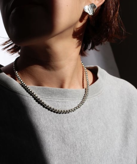 5mm silver beads 43cm necklace(MA-N-21)