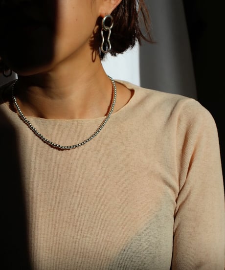 4mm silver beads 43cm necklace(MA-N-20)