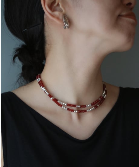 Red agate long necklace(MA-N-47)