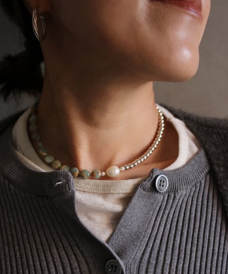 Green I.stone necklace(MA-N-23)