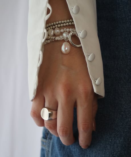 4mm silver beads×baroque pearl lariat(MA-N-27)