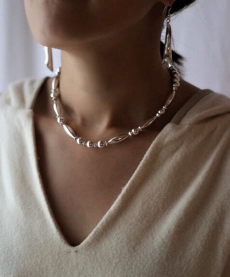 8mm  silver beads mix necklace(MA-N-17)