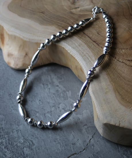 8mm  silver beads mix necklace(MA-N-17)