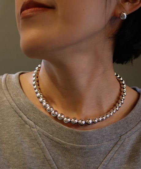 8×10mm silver beads short necklace(MA-N-16)