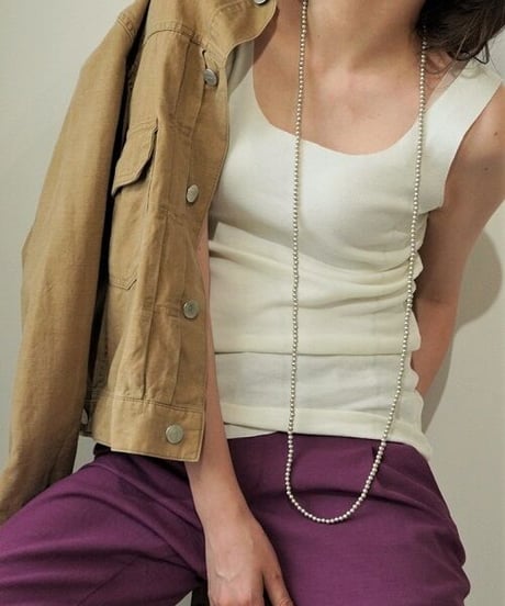 5㎜ silver beads long necklace (MA-N-04)