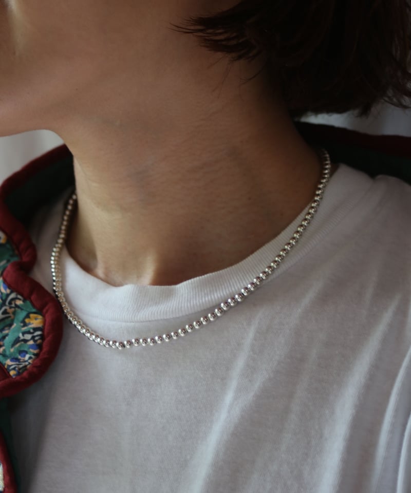 4mm silver beads 43cm necklace(MA-N-20) | MAUA 