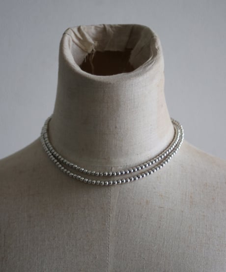 4mm silver beads long necklace(MA-N-25)
