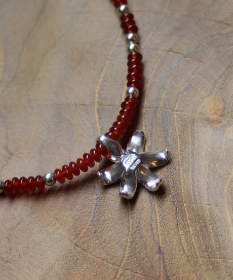 Flower×Red agate short necklace(MA-N-45)