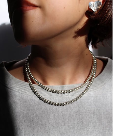 5mm silver beads 43cm necklace(MA-N-21)