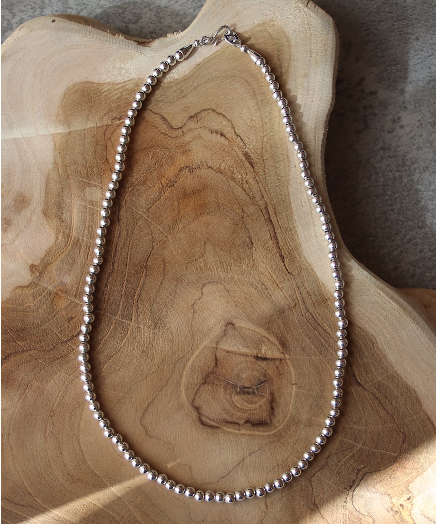 5mm silver beads 53cm necklace(MA-N-43) | MAUA