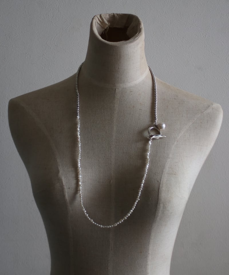 4mm silver beads×pearl lariat(MA-N-26) | MAUA J